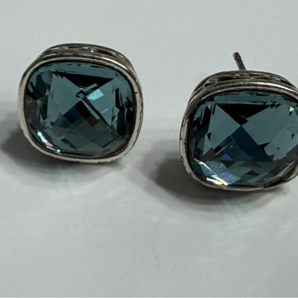 Brighton Venus Rising Ring and matching earrings with aqua crystal stone set - Picture 4 of 5